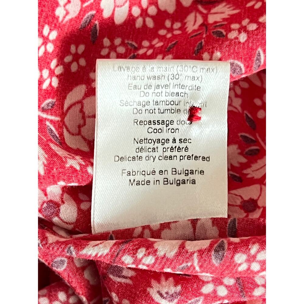 Rouje Laura Midi Dress Red Floral Print Sz 36 Short Sleeves V-Neck 100% Viscose - Picture 16 of 16